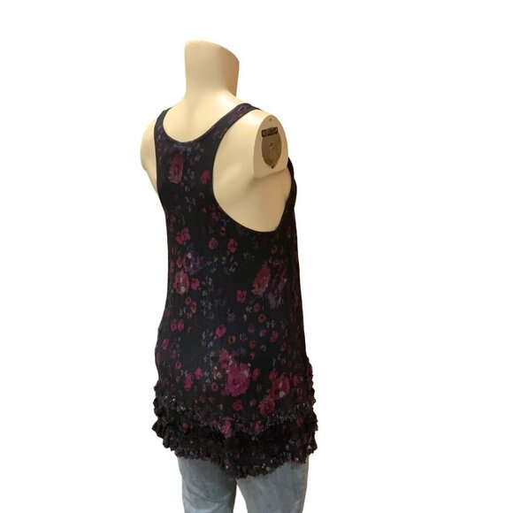 Free People Women's size 8P Sleeveless Dark Blue/Pink floral Racerback Pull on - Picture 6 of 14